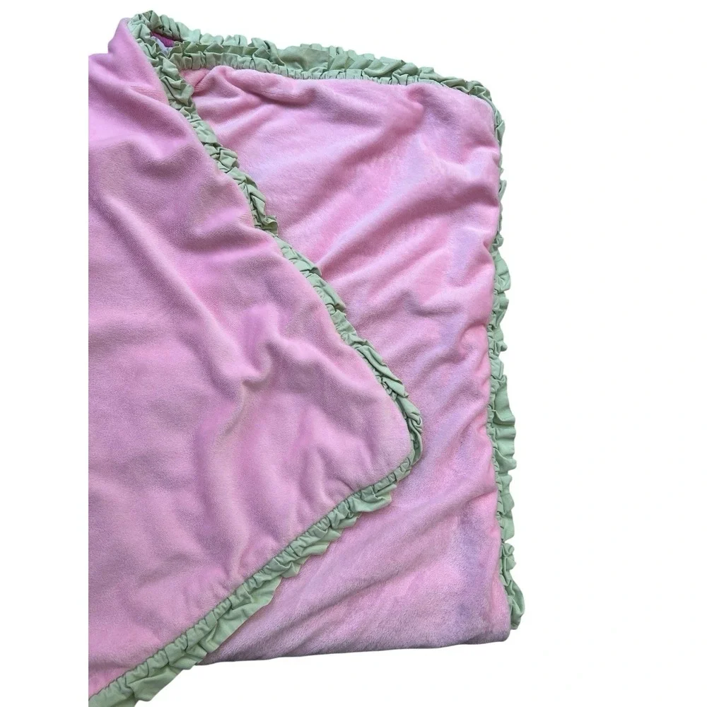 My Baby Sam Pink‎ Baby Blanket With Flowers Green Trim 36